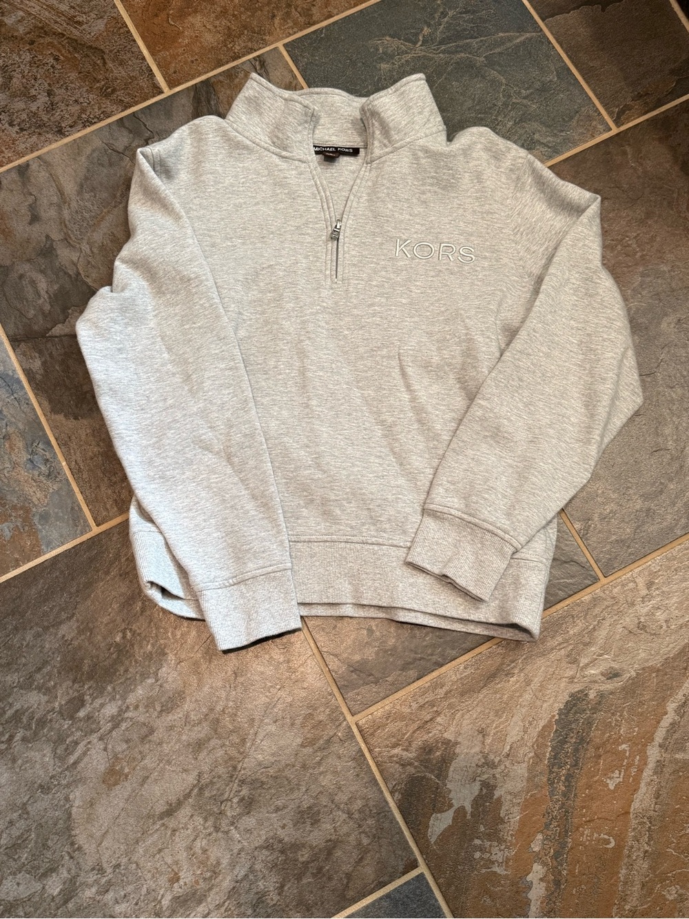 Michael Kors Women’s Light Gray Half-Zip Pullover with KORS Logo